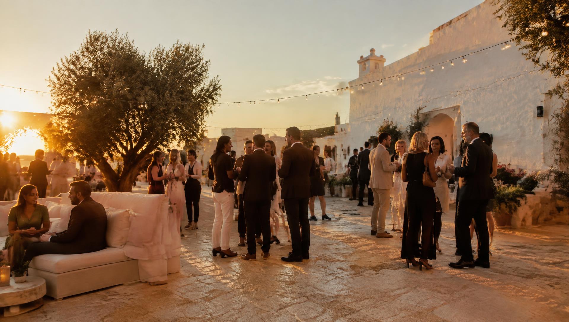 Evento corporate in masseria al tramonto